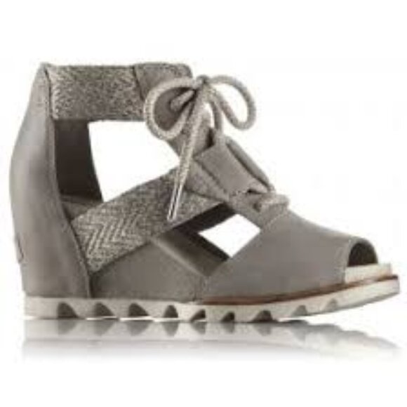 Sorel Joanie Lace Wedge Sandal in Kettle Gray ** Sz 8.5 - Picture 1 of 13